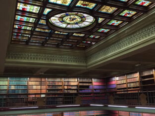 library sky light with lighting on