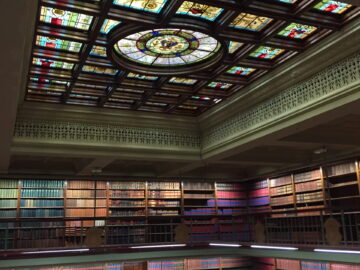 library sky light with lighting on