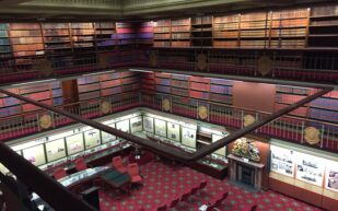 Commercial Marsden Electrical Contractors library lighting a large library photo taken from above