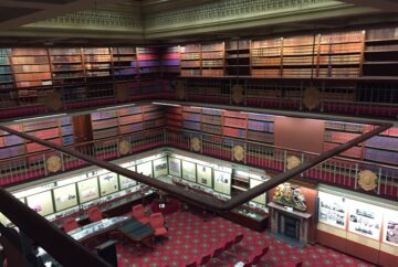 Commercial Marsden Electrical Contractors library lighting a large library photo taken from above