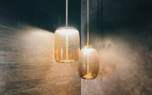 Custom lighing internal Custom lighting over marble top with aztec head